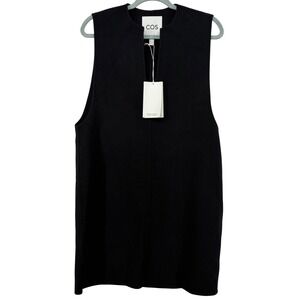 COS Size 6 Black Wool Blend Sleeveless V-Neck Apron Jumper Dress Minimalist NEW